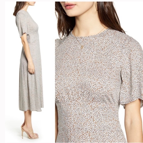 3. AFRM Janice Mini Leopard Print Midi Dress Size M - Picture 2 of 9